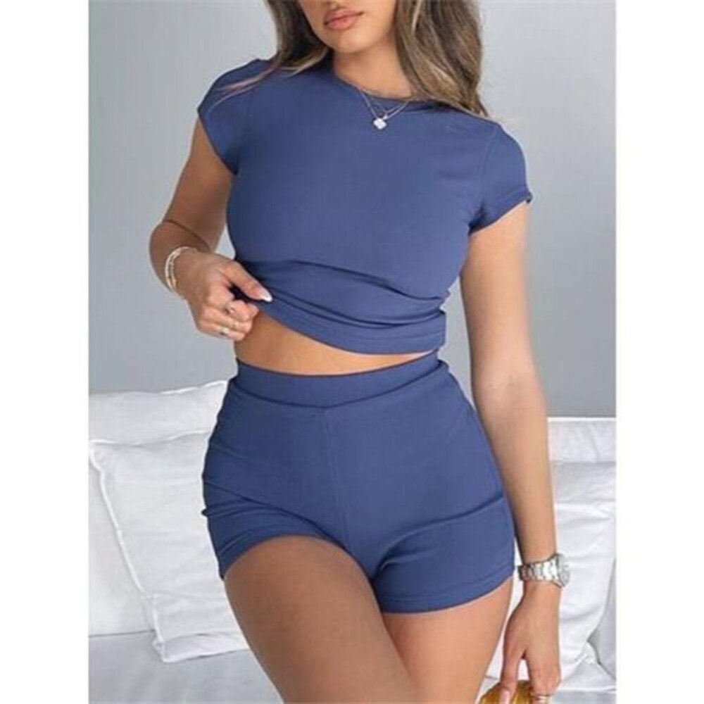 Round Neck Short Sleeve Tee and Shorts Set